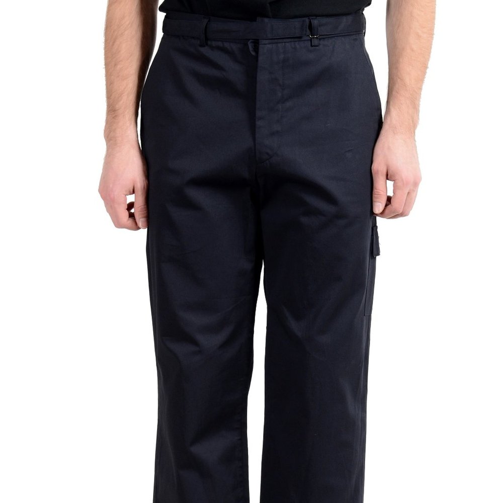 Exte Men's Dark Blue Belted Casual Cargo Pants